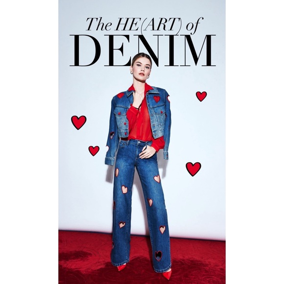 Alice + Olivia Jeff Heart Embroidered Cropped Denim Jacket - Picture 7 of 16